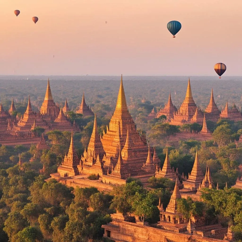 Sunrise over Bagan Temples, Myanmar